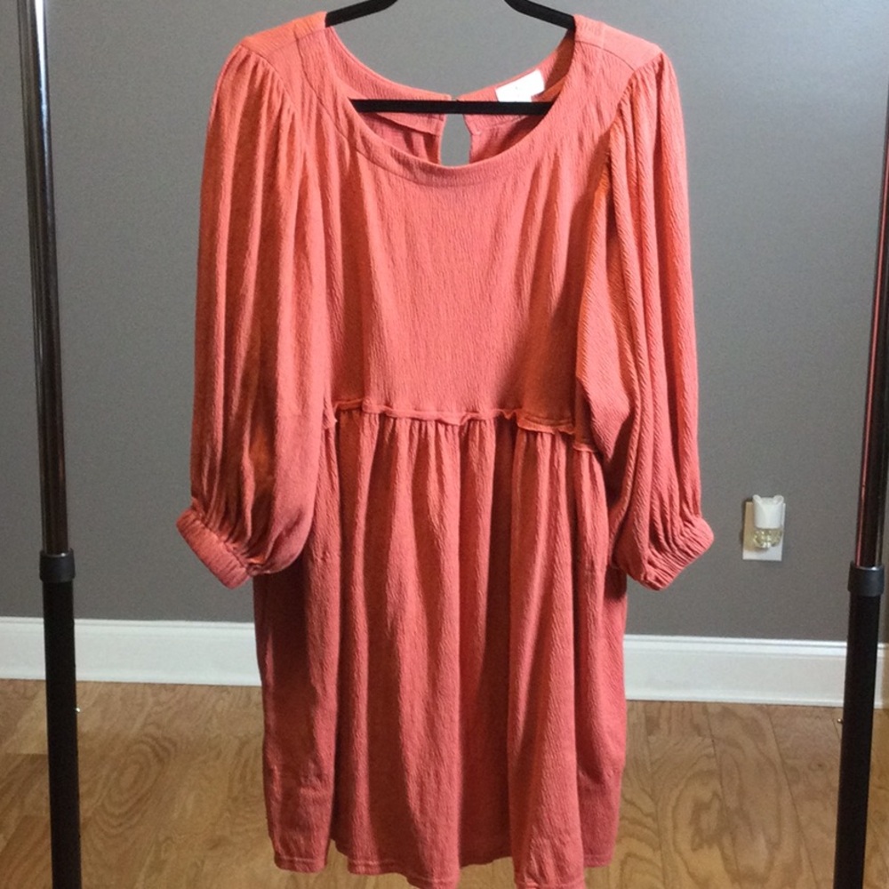 M P. Cill Salmon Boho Peasant Dress